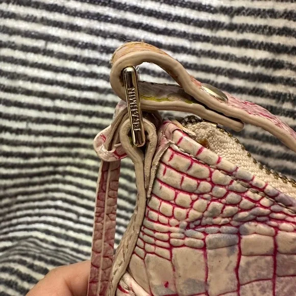 Brahmin Pink and Yellow Textured Crossbody Bag - Picture 12 of 13